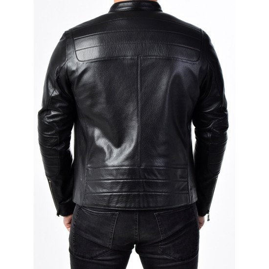 Men’s Real Black Leather Biker Jacket
