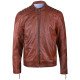 Real Leather Brown Padded Biker Jacket for Men