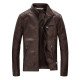 Slim Brown Leather Biker Jacket For Men