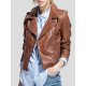 Women's Moto Racer Brown Leather Motorcycle Jacket