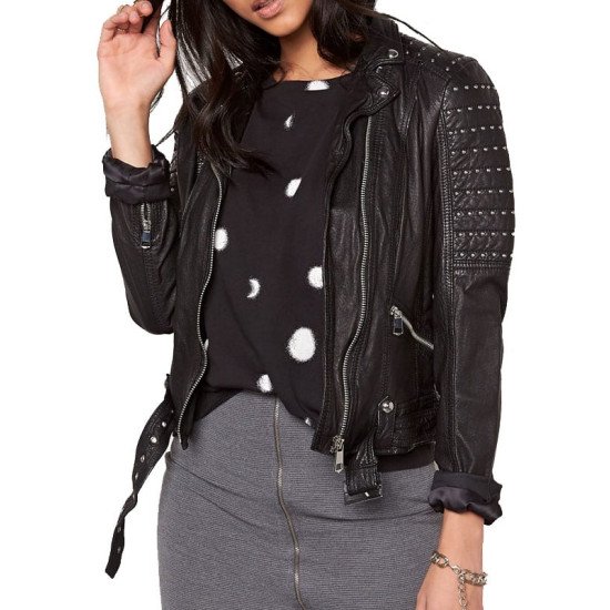 Women's Slim Fit Leather Motorcycle Jacket