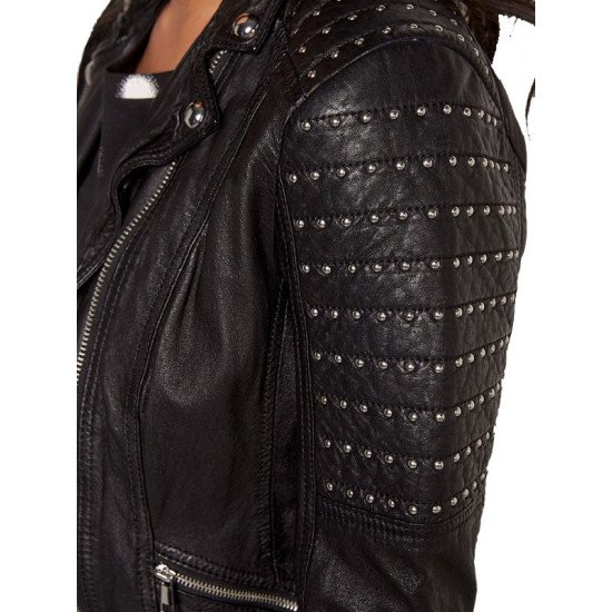 Women's Slim Fit Leather Motorcycle Jacket